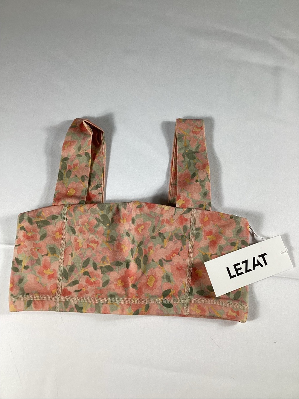 LEZAT Organic Cotton Floral Square Neck Sports Bra Size S
